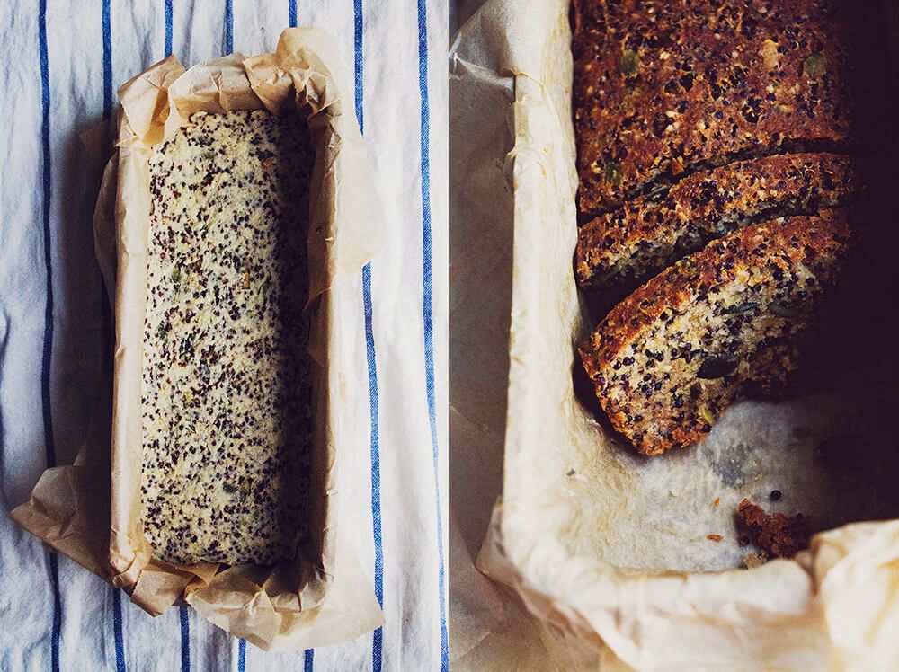 Glutenfritt och veganskt bröd med quinoa